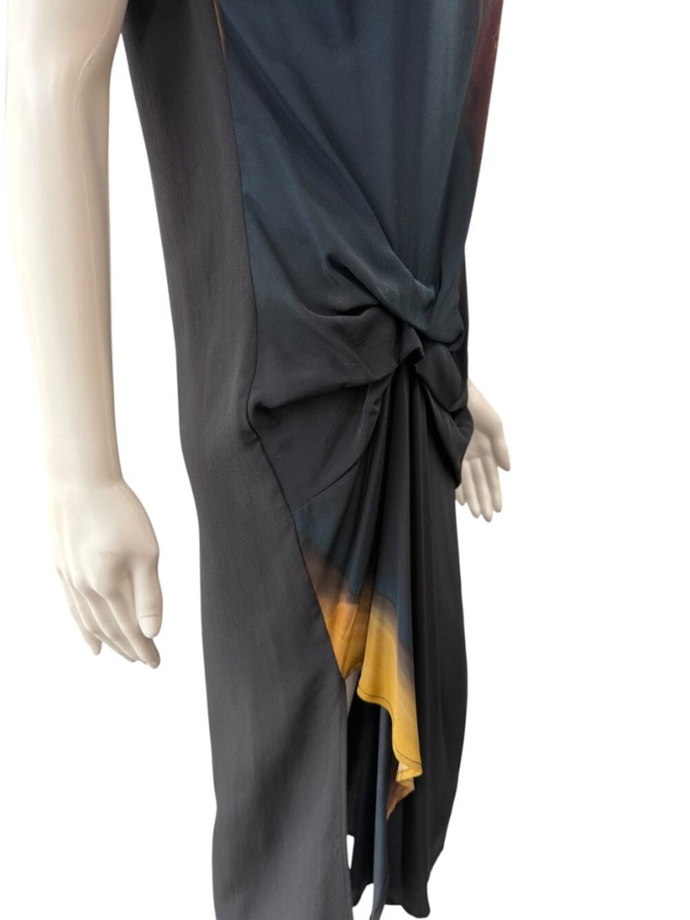 $325 AllSaints Black Ruched Gathered Mini Silk Riviera Ochre Dress size 4/FR 36 - Picture 6 of 10